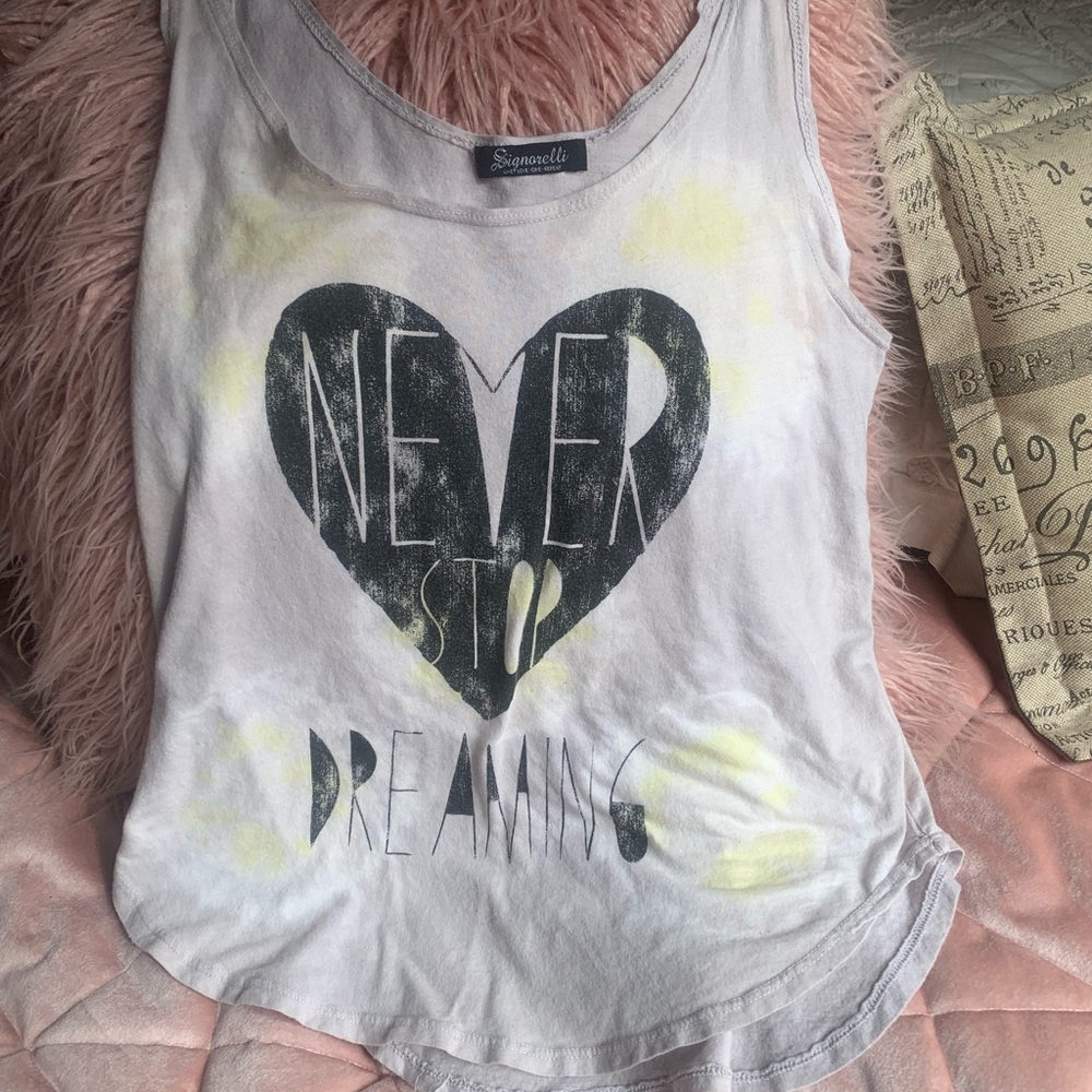 Y2k Signorelli White Tank Top with Black Heart.